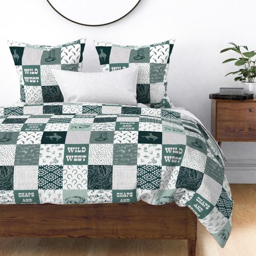 Wild West in Sage Wholecloth Cheater Quilt - 6 inch squares