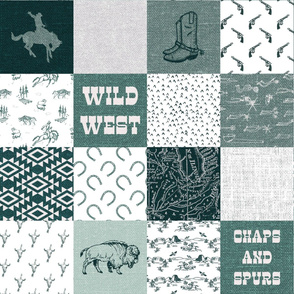 Wild West in Sage Wholecloth Cheater Quilt - 6 inch squares