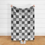 Wild West in Grey Wholecloth Cheater Quilt  Rotated- 6 inch squares