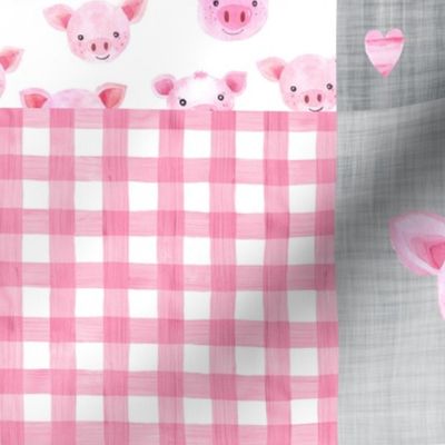 Watercolor Pig Farm Animal Cheater Wholecloth