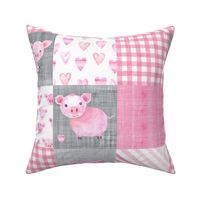 Watercolor Pig Farm Animal Cheater Wholecloth