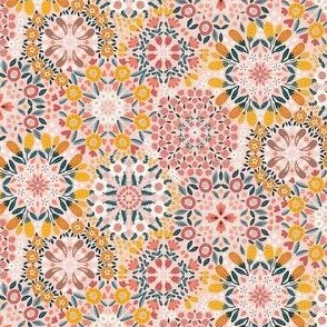 Granny Chic  Floral Burst on Buff Pink 