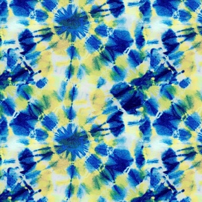 Tie Dye Ink Splat Blue and Yellow