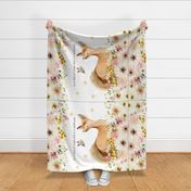 42” x 36” Fox Wildflower Blanket Panel, Girls Floral Animal Bedding