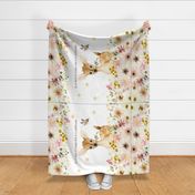 42” x 36” Deer Wildflower Blanket Panel, Girls Floral Animal Bedding