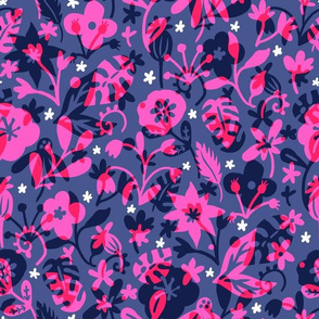 Ditsy  Fuchsia Tropical Floral