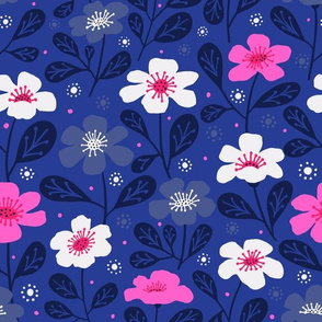 Cobalt Fuchsia Tropical Blooms