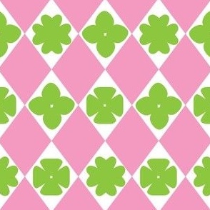 Four Leaf Clovers on Pink Diamond Racing Silks