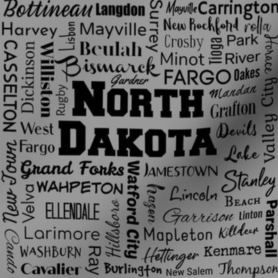 North Dakota cities, gray (8-inch repeat)