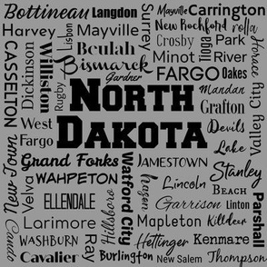 North Dakota cities, gray (8-inch repeat)