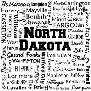 North Dakota cities, white (8-inch repeat)