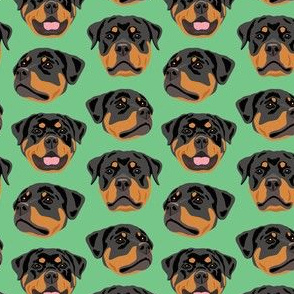 Rottweiler Faces - Green