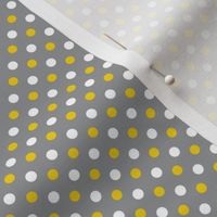 Yellow, white and gray polkadot coordinate for yellow, gray or white