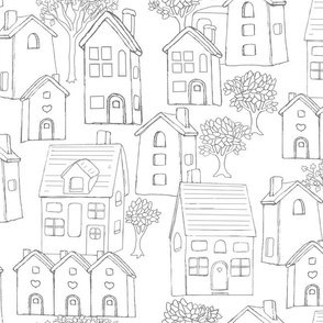 Houses In Gray Outlines