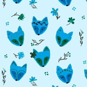 Blue Flower Fox