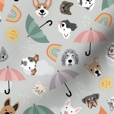 Raining Cats and Dogs - Gray, Large Scale