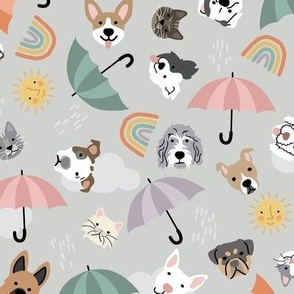 Raining Cats and Dogs - Gray, Large Scale