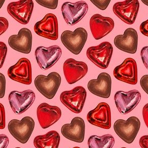 Valentine Chocolate Foil Hearts - Pink