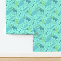 small Tropical Banana Grove-blue green