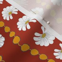 white floral boutique stripe- small rust