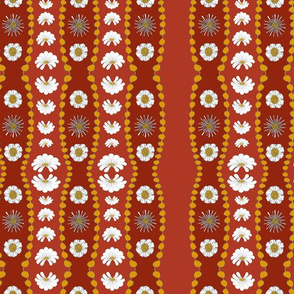 white floral boutique stripe- small rust