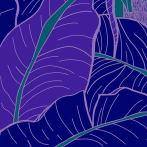 jumbo Tropical Banana Grove-navy-violet