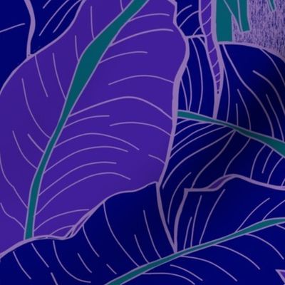 small Tropical Banana Grove-navy-violet