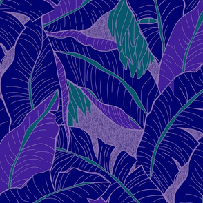 small Tropical Banana Grove-navy-violet
