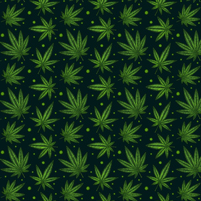 #152 small scale cannabis embroidery on green background