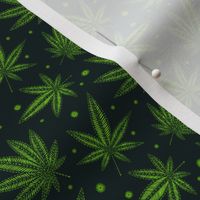 #151 mask scale cannabis embroidery on green background