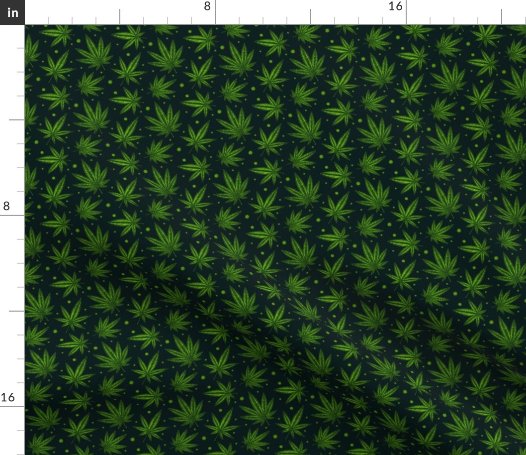 #151 mask scale cannabis embroidery on green background