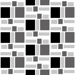 Retro inspired tile,  black, gray, white, geometric