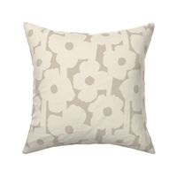 Poppies Flowers Bold Abstract Geometric  Cream on Purl Grey Large