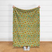 sunflower teal linen