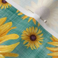 sunflower teal linen