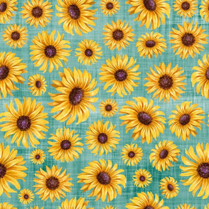 sunflower teal linen