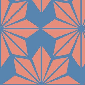 Geometric Floral in Pink on Blue - Large