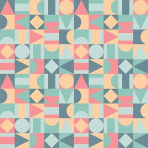 Abstract Geometric Composition Pastels Checkered