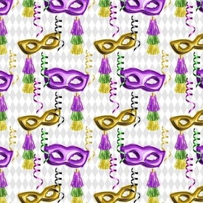 Medium Purple and Gold Mardi Gras New Orleans Masquerade Masks and Tassels