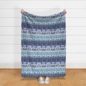 Horizontal Stripe Border Boho Blues