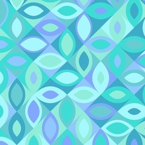 Bigger Geometric Mod Abstract Floral in Purple Blue Green