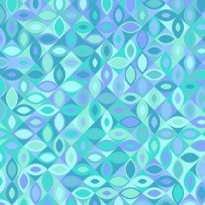 Smaller Geometric Mod Abstract Floral in Purple Blue Green