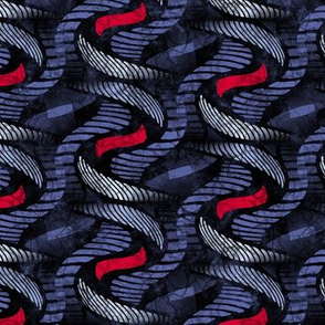 ★ SPRINGING UP ★ Denim Indigo Blue + Red - Medium Scale / Collection African Batik - Wax Inspired Prints