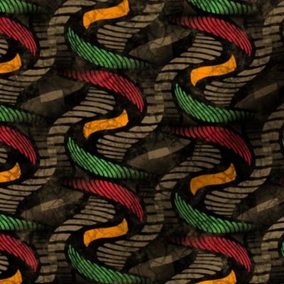 ★ SPRINGING UP ★ Rasta Colors + Brown - Medium Scale / Collection African Batik - Wax Inspired Prints