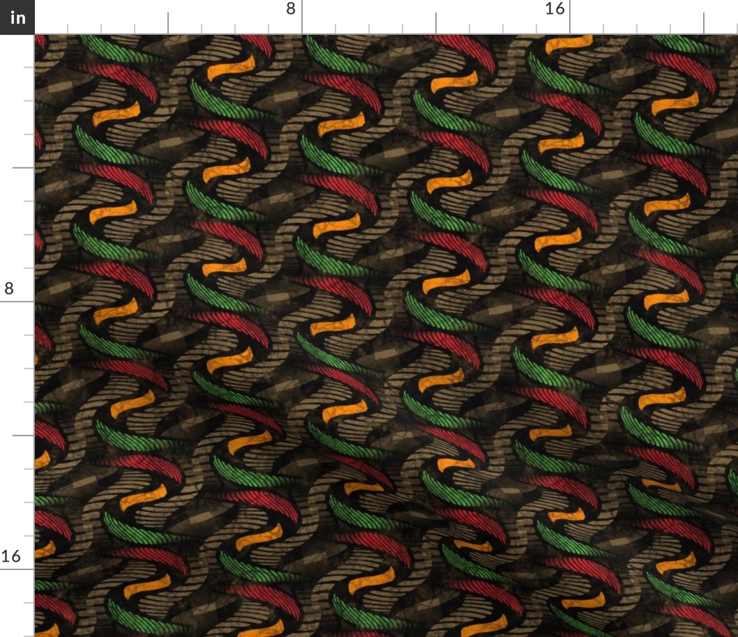★ SPRINGING UP ★ Rasta Colors + Brown - Medium Scale / Collection African Batik - Wax Inspired Prints