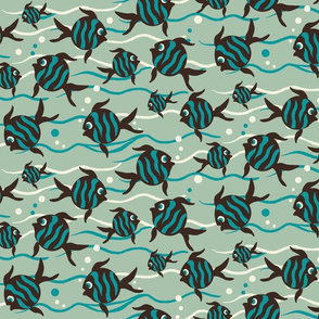 Retro Fish Fabric, Wallpaper and Home Decor | Spoonflower