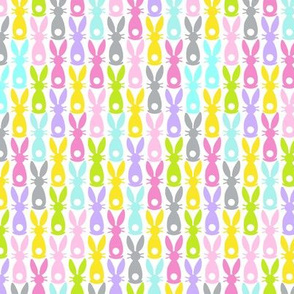 Rainbow bunny silhouette- pastel multi