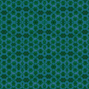 Block Print in Blue and Green