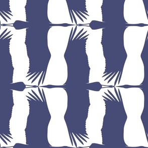 Heron's Flying in Two Directions in Navy on White, Large, ROTATED