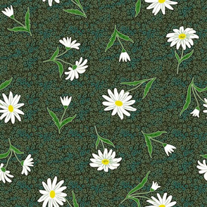 field of daisies on black multi